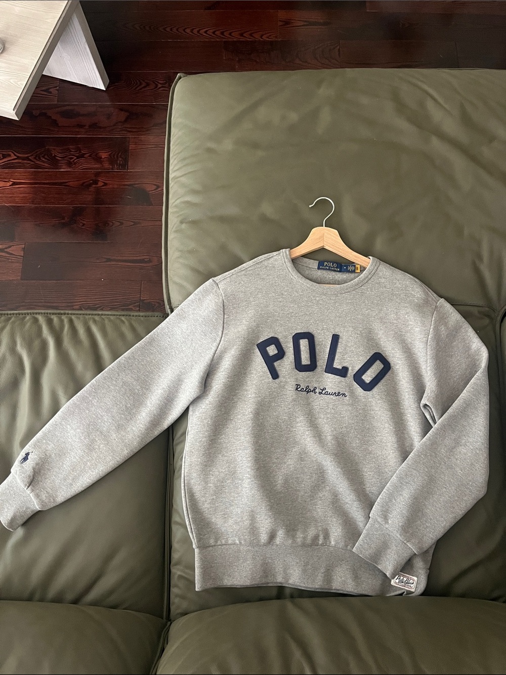 Polo by Ralph Lauren Light Gray Crewneck Sweatshirt with Navy POLO Logo
